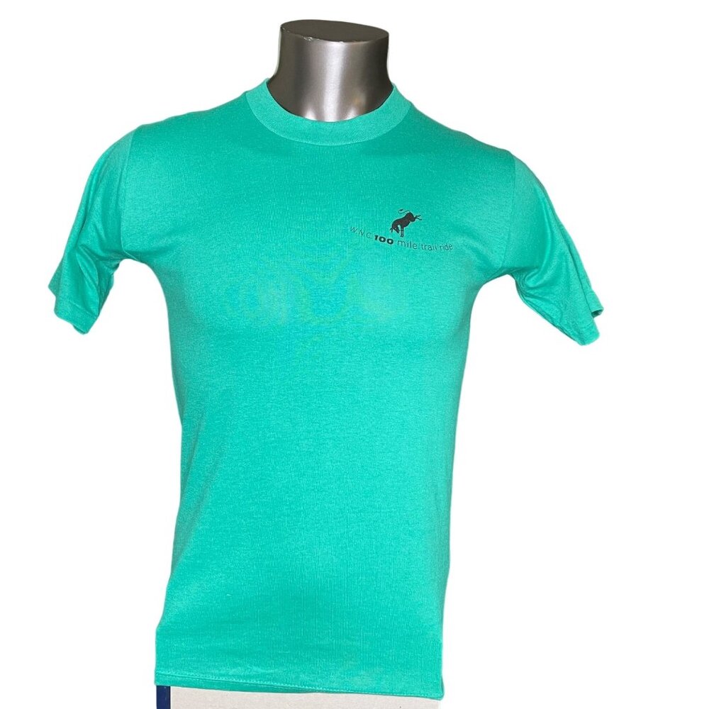 Mens T Shirt  WNC 100 Mile Trail Ride Hoofprints Event Green Size M